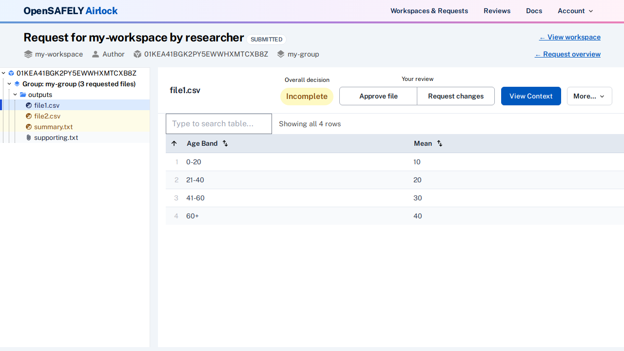 Request file page