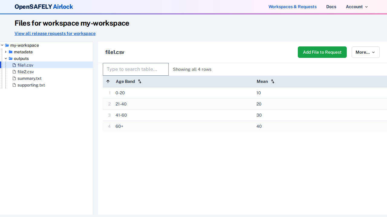 Workspace file view